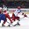 OSTRAVA, CZECH REPUBLIC - MAY 1: Russia's Sergei Plotnikov #16 chases a loose puck with pressure from Norway's Anders Bastiansen #20 and Alexander Bonsaksen #47 during preliminary round action at the 2015 IIHF Ice Hockey World Championship. (Photo by Richard Wolowicz/HHOF-IIHF Images)

